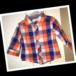 •First impressions baby boy plaid dress shirt🧡EUC